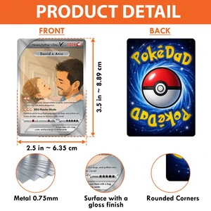 Personalized Dad  Card Father's Day Gift Custom Photo Card Pokemon Inspired Keepsake for Dad from Kids