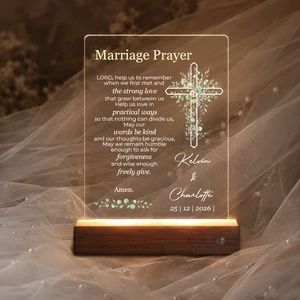 Christian Marriage Prayer LED Night Light Wedding Gift for Newlyweds