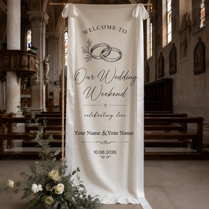 Personalized Wedding Welcome Banner – Custom Couple Names & Wedding Date Ceremony Sign