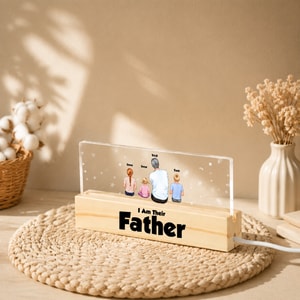 Custom Dad Acrylic Night Light – Personalized Father & Kids Light Lamp, Custom Names Family Gift for Dad, Father's Birthday Gift, Christmas Gift from Children