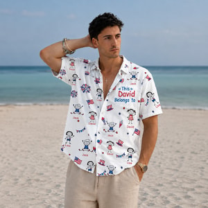 Family Matching Hawaiian Shirt, Personalized Dad Name, Custom Kids' Names