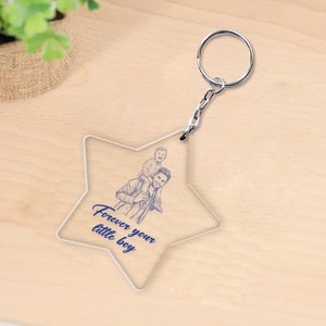 Personalized Father & Son Keychain –  Acrylic Photo Keyring Gift for Dad, Custom Memorial/Family Keepsake