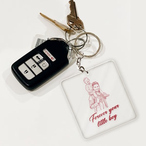 Personalized Father & Son Keychain –  Acrylic Photo Keyring Gift for Dad, Custom Memorial/Family Keepsake