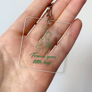 Personalized Father & Son Keychain –  Acrylic Photo Keyring Gift for Dad, Custom Memorial/Family Keepsake