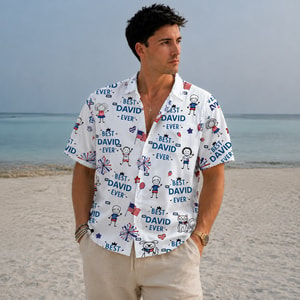 Custom Cartoon Kids Hawaiian Shirt - Custom Name Aloha Shirt