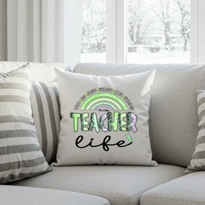 Personalized Teacher Life Pillow Cover – Custom Name Rainbow Cushion, Teacher Appreciation Gift, Back to School Classroom Decor, Gift for Teacher