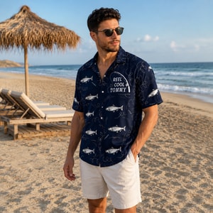 Personalized Fishing Hawaiian Shirt, Upload Your Photo And Custom Name.
