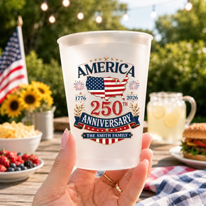 America Anniversary, Personalized Frosted Cups, Gift For Families