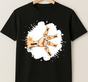 Father's Day Fist Bump Dad And Kids - Custom Names - Personalized Shirt