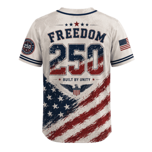 USA 250 Years Anniversary Baseball Jersey Shirt, Patriotic Liberty 1776-2026 4th of July Shirt