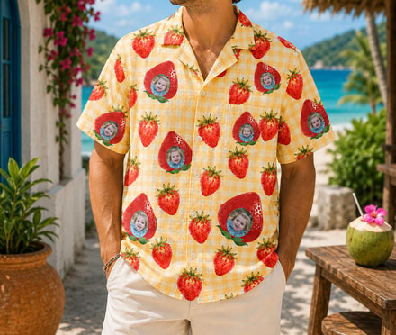 Personalized "Sweet Strawberry" Aloha Shirt