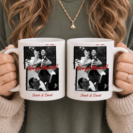 Personalized Couple Photo Mug, Custom Wedding Picture Coffee Mug, Anniversary Gift For Couples, Romantic Photo Mug, Multi-Color Ceramic Mug