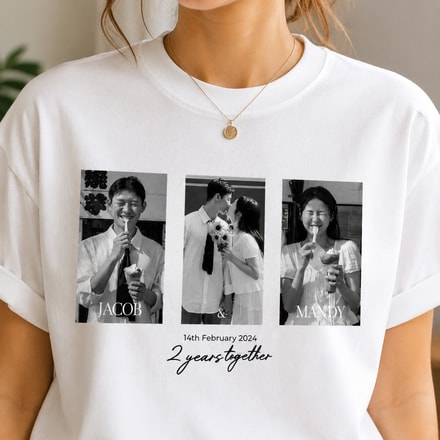 Personalized Couple Photo Shirt, Custom Anniversary T-Shirt With Photos, Relationship Timeline Hoodie, Custom Photo Sweatshirt, Anniversary Gift For Couples