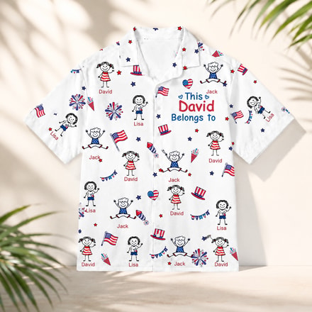 Family Matching Hawaiian Shirt, Personalized Dad Name, Custom Kids' Names