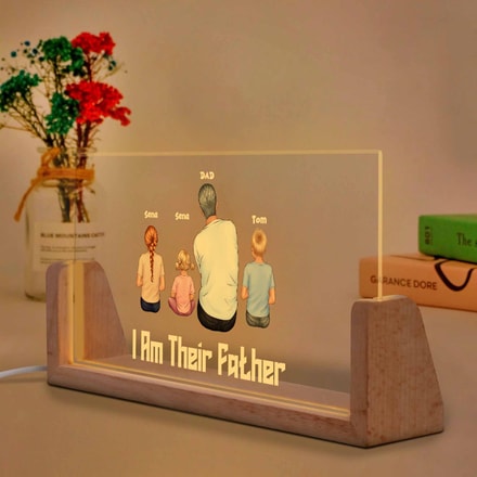Personalized Acrylic Led Night Light – “I Am Their Father” Custom Family Lamp | Gift For Dad, Father Of Kids, Emotional Decor