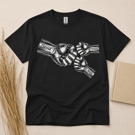 Personalized Family Fist Bump T-Shirt - Custom Dad Name And Kids