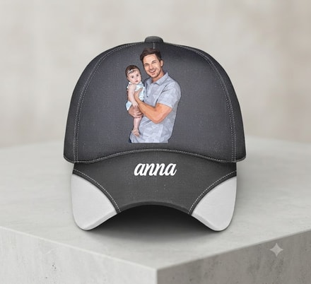Custom Photo Bold Sketch Best Dad Grandpa Ever Family Portrait - Personalized Classic Cap