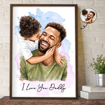 Custom Photo Realistic Watercolor Art I Love You Dad Grandpa - Personalized Poster