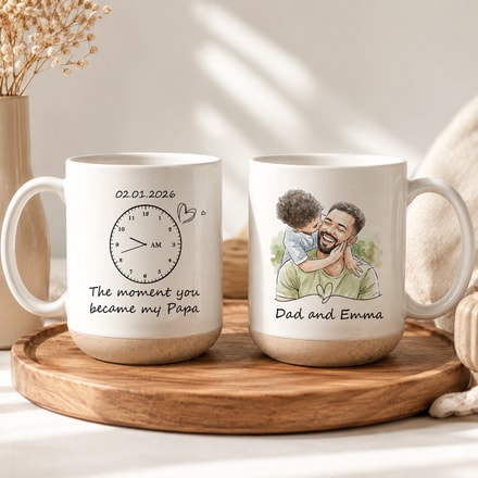 Custom Photo Watercolor Art Father'S Day Gift For New Dad, Husband - Personalized Pottery Mug