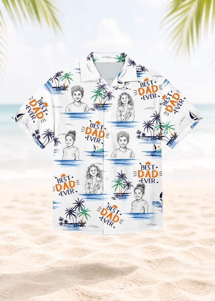 Custom Face Kids Hawaiian Shirt Personalized Children Photo Best Dad Ever Vacation Shirt