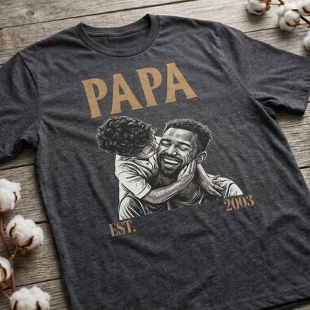 Custom Photo White Pencil Sketch Art Daddy Grandpa Est Year - Personalized T Shirt