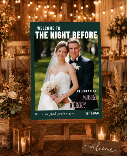 Custom "The Night Before" Rehearsal Dinner Welcome Sign
