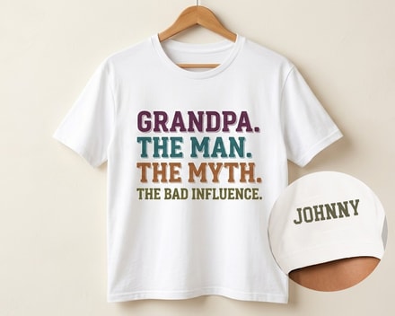 Grandpa Dad Uncle The Man The Myth The Bad Influence - Personalized T Shirt