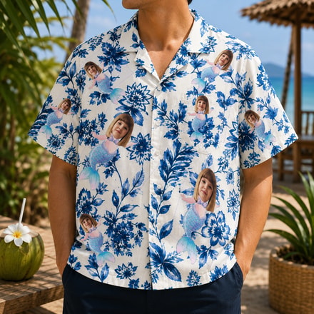 Personalized "Blue Mermaid" Aloha Shirt