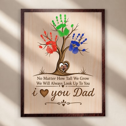 No Matter How Tall We Grow - Personalized Wooden Plaque