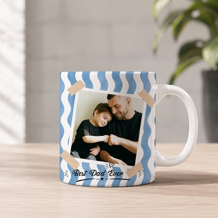 Father'S Day Custom Photo Striped Pattern Father'S Day Gift For Dad, Husband - Personalized Mug