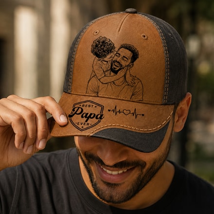Cute Hat With A Picture Of A Father And Child, A Meaningful Gift - Custom Design Available.