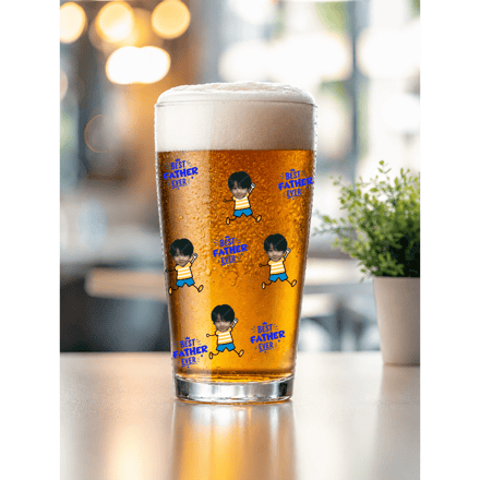 Custom Photo Best Dad Grandpa Ever - Personalized Beer Glass