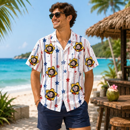 Personalized "Patriotic Star Striped" Aloha Shirt