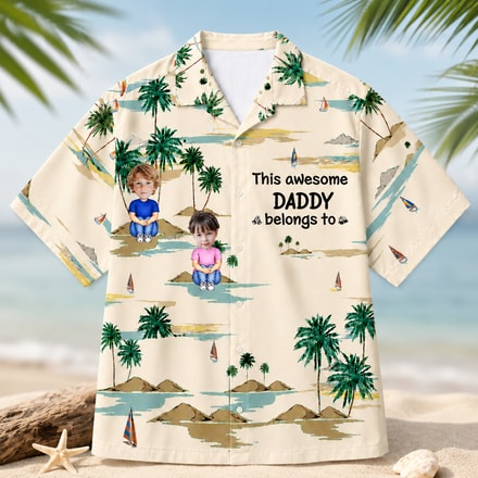 This Awesome Dad / Mom Belongs To Custom Kids Hawaiian Shirt - Personalized Kids Face Photo And Dad'S / Mom'S Name