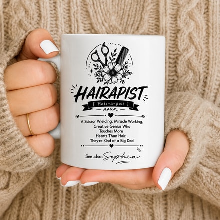 Hairapist Miracle Working, Personalized Coffee Mug, Gift For Hair Stylist