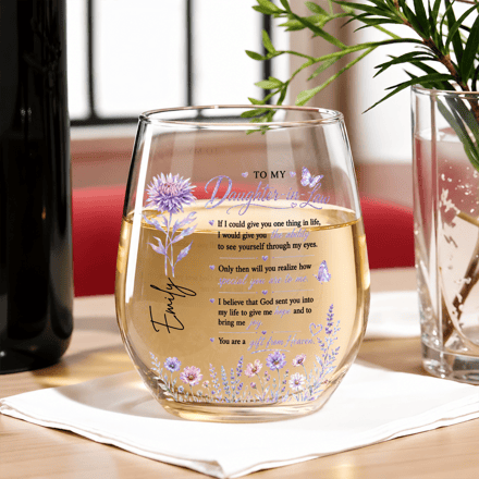 To My Daughter In Law Wine Glass, Personalized Gift For Daughter-In-Law