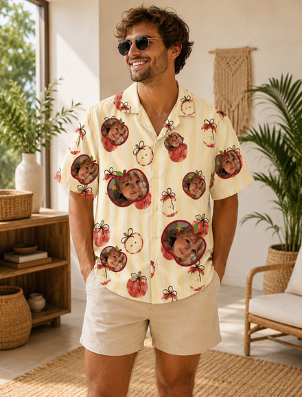 Personalized "Sweet Apple Striped" Aloha Shirt
